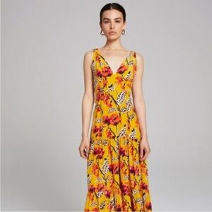 A.L.C. Rae Floral Silk Maxi Dress Gown Yellow Multi NWT Size 0 Retail $695